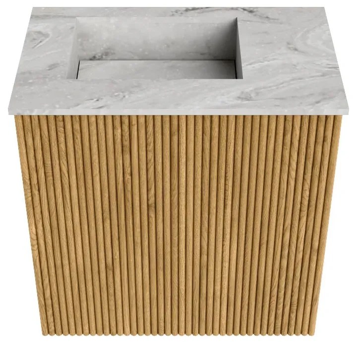 Mondiaz Joya DLux 40cm toiletmeubel oak met wastafel faye links zonder kraangat glace