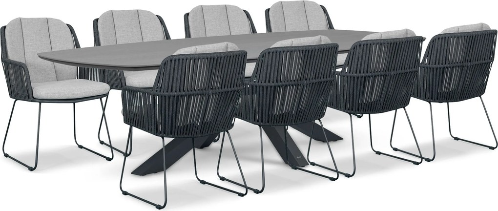 Tuinset 8 personen 300 cm Rope Grijs Domani Furniture Trivento/Voyage