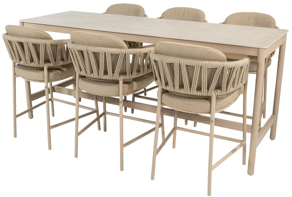 Taste by 4 Seasons Calma bar tuinset latte met Soho tafel BarsetTuinset   taupe weerbestendig