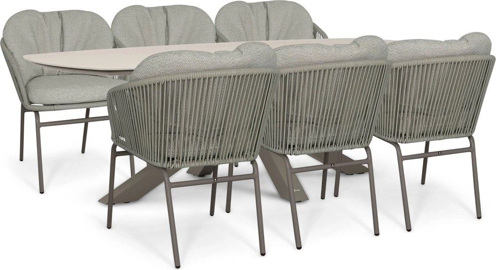 Tuinset 6 personen 240 cm Rope Taupe Coco Livo/Voyage