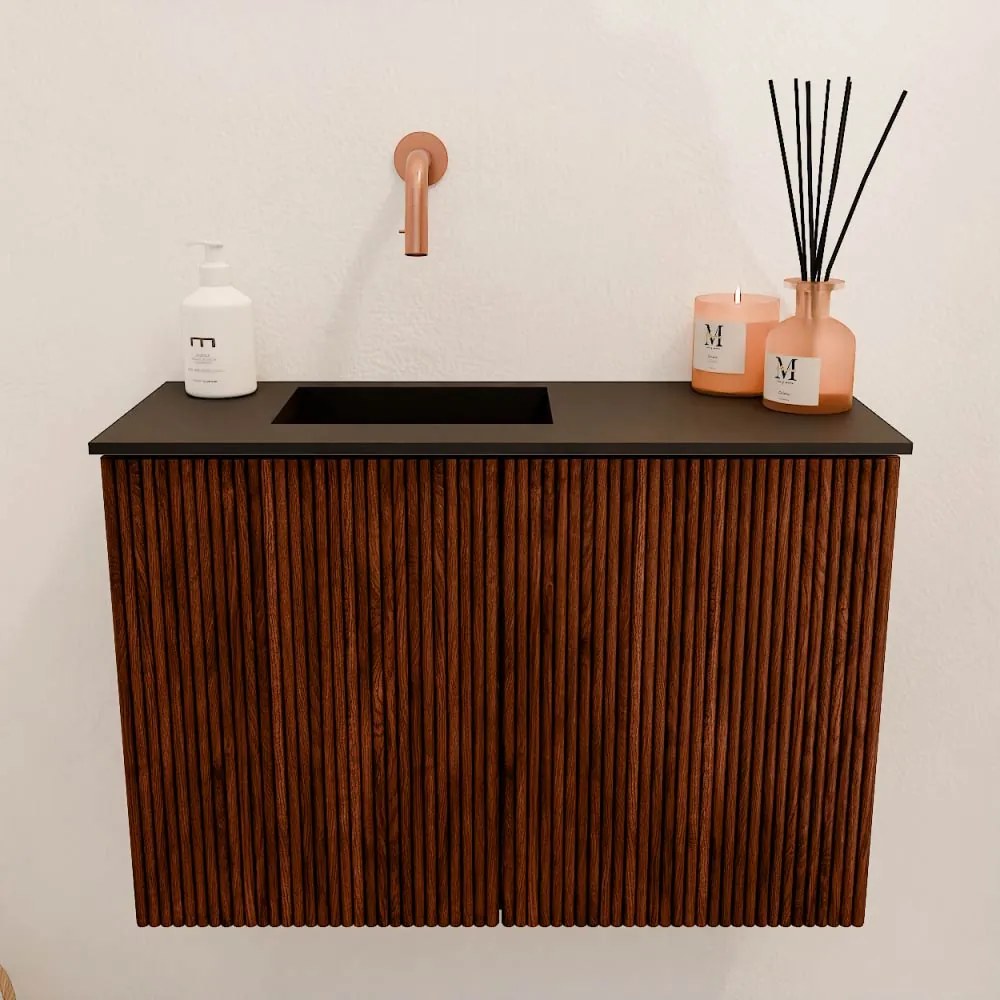 Mondiaz Joya 60cm toiletmeubel ruby met wastafel faye links zonder kraangat urban