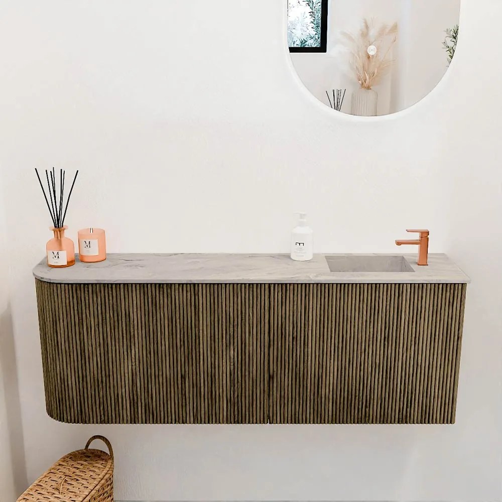 Mondiaz Joya DLux 110cm toiletmeubel ronding links dusk met wastafel faye rechts 1 kraangat glace