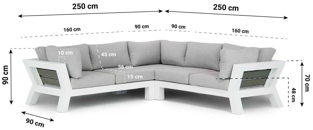 Hoek loungeset 5 personen Aluminium Wit Santika Furniture Santika Yovita