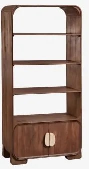 Kivalina 190 Cm Boekenplank Van Mangohout En Natuursteen Travertijn - Donker Mangohout - Sklum
