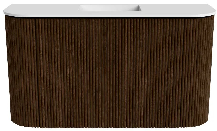 Mondiaz Joya 75cm toiletmeubel ronding links/rechts walnut met wastafel faye midden zonder kraangat talc