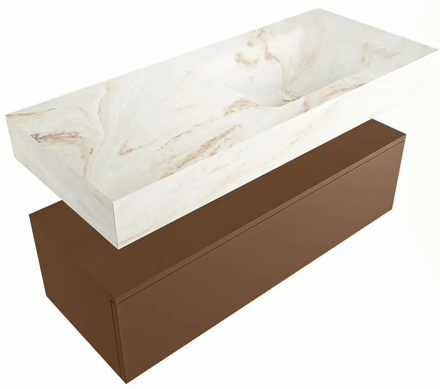 Mondiaz Alan DLux badmeubel 110cm rust 1 lade met wastafel frappe rechts zonder kraangat
