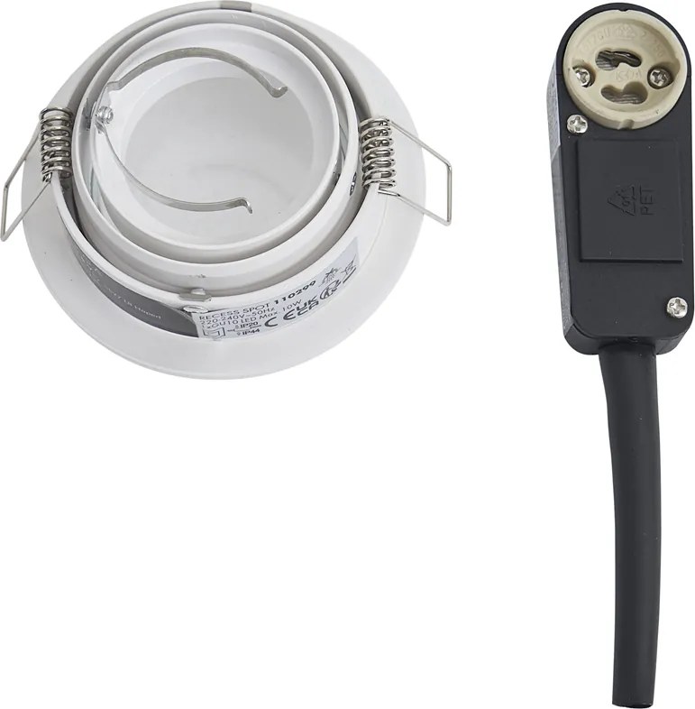 Moderne inbouwspot wit draai- en kantelbaar IP44 - Chuck