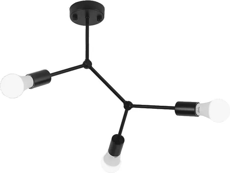 CLASSIC BLACK PLAFONDLAMP METALEN LOFT APP736-3C Zwart