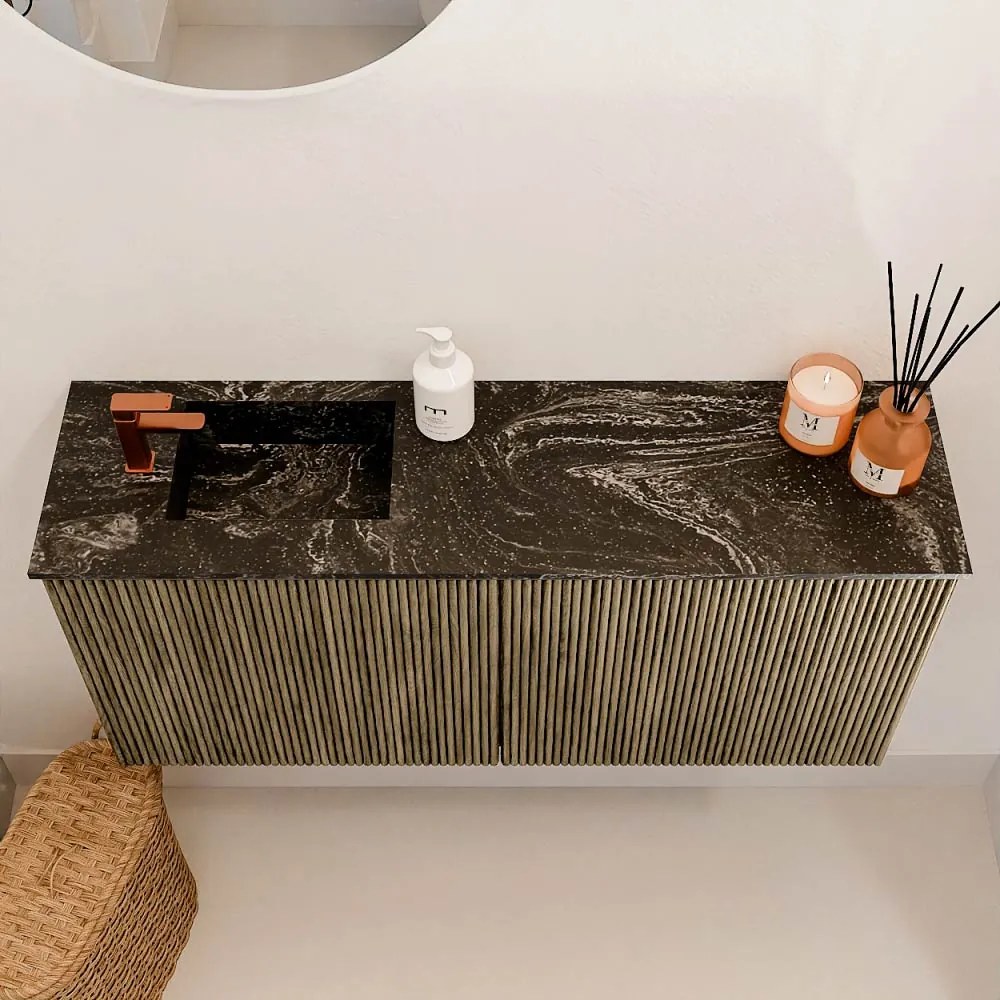 Mondiaz Joya DLux 90cm toiletmeubel dusk met wastafel faye links 1 kraangat lava