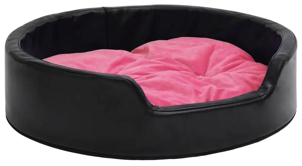 vidaXL Hondenmand 69x59x19 cm pluche en kunstleer zwart en roze