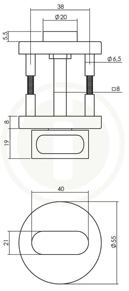 Intersteel Toilet En Badkamerslot 55x8mm Aluminium Zwart
