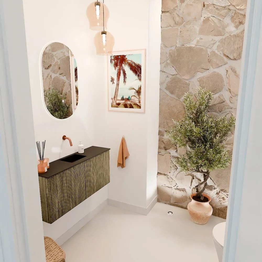 Mondiaz Joya 90cm toiletmeubel dusk met wastafel faye midden zonder kraangat urban