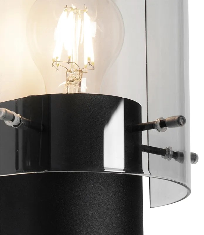 Vintage wandlamp zwart met smoke glas - Vidra Modern E27 rond Binnenverlichting Lamp