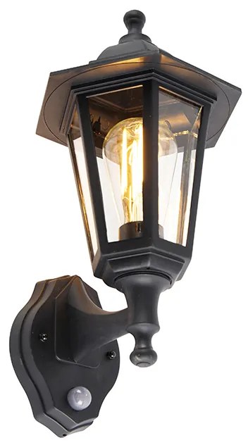 Klassieke buiten wandlamp zwart met bewegingssensor - New Haven