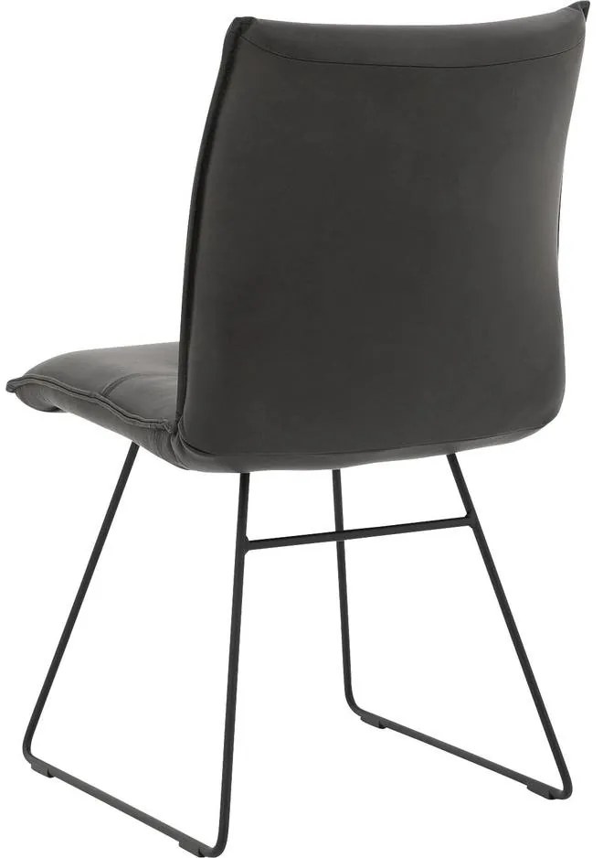 Goossens Excellent Eetkamerstoel Nica grijs leer leuning en Sledevoet,, modern design