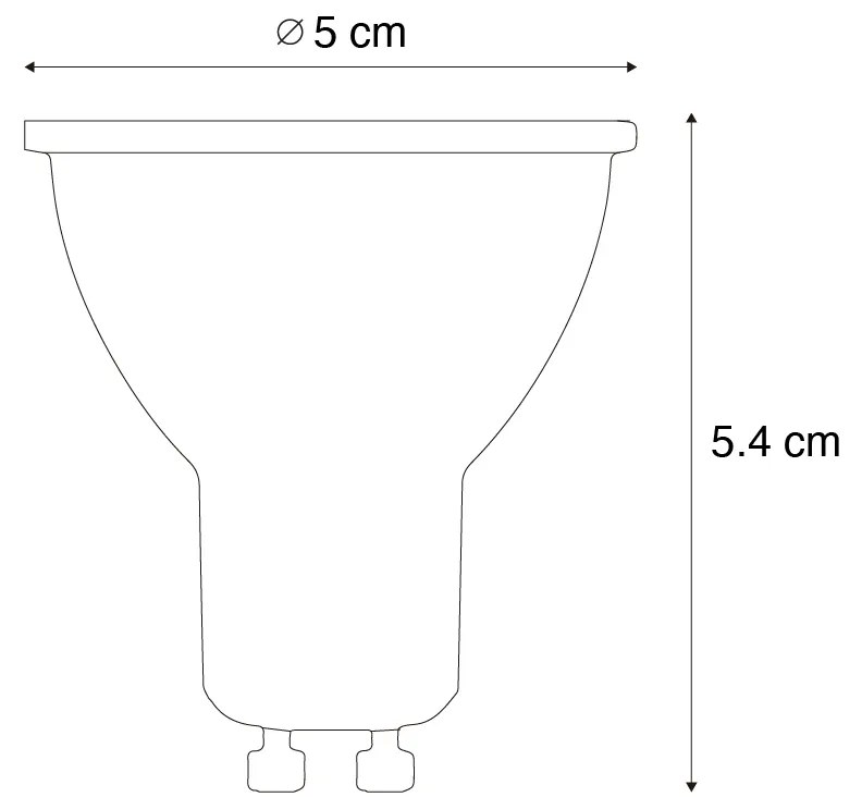 Set van 5 GU10 50mm LED lampen helder 4.7W 400 lm 2200-2400K
