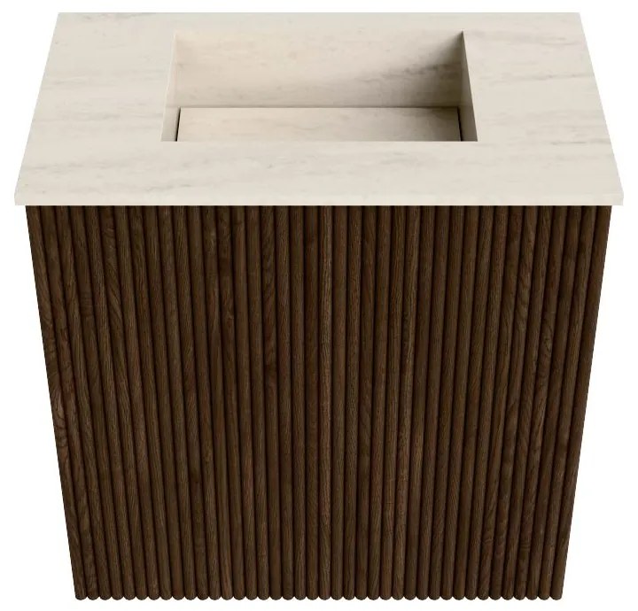 Mondiaz Joya DLux 40cm toiletmeubel walnut met wastafel faye midden zonder kraangat meli