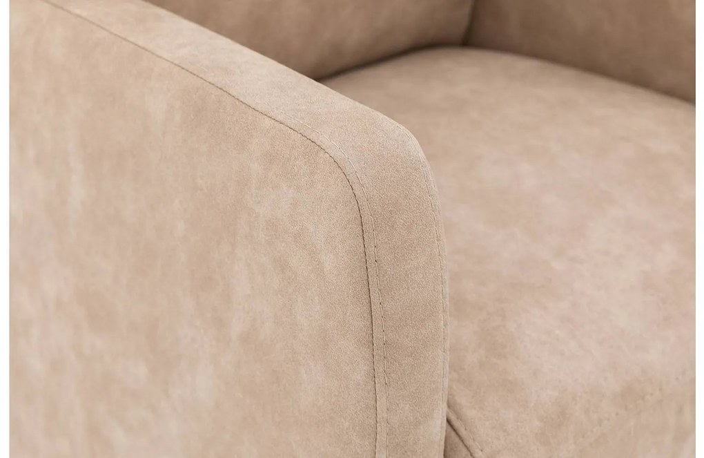 Goossens Eetkamerstoel Leen beige microvezel met armleuning en met wielen, stijlvol landelijk