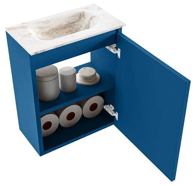 Mondiaz Ture DLux toiletmeubel 40cm jeans met wastafel frappe midden zonder kraangat