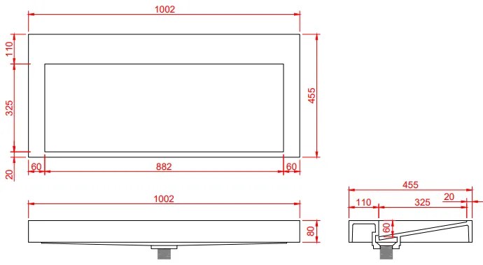 Fontana Gala zwart badmeubel ribbelfront met vrijhangende wastafel 100cm geen kraangat