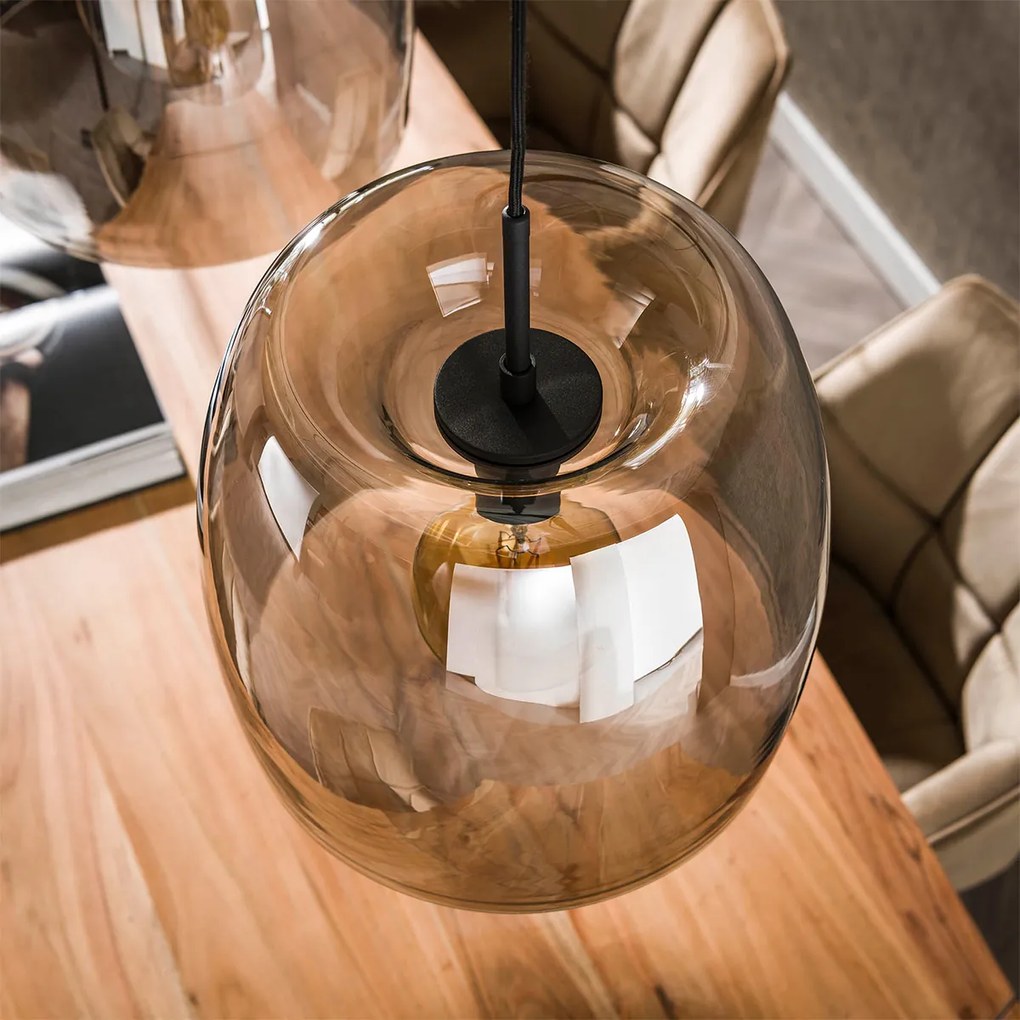 Eettafel Hanglamp Grijs Rook Glas