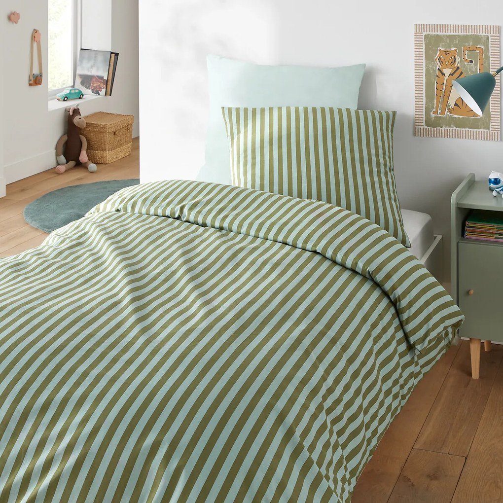 Bedset van 50% gerecycled katoen, Sacha groen