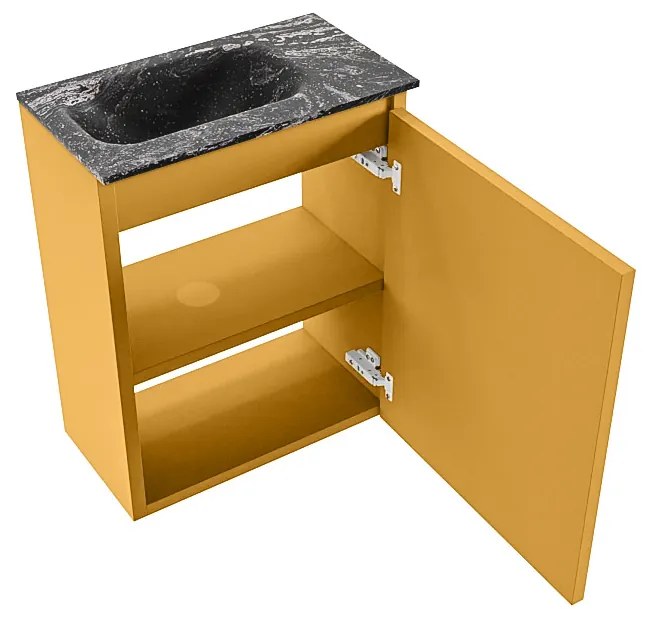 Mondiaz Ture DLux toiletmeubel 40cm ocher met wastafel lava links met kraangat