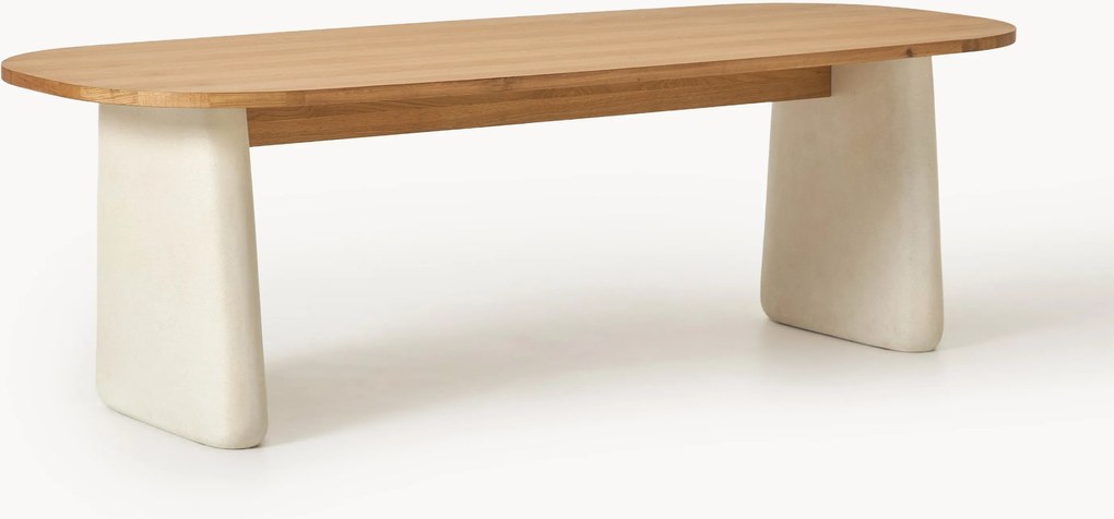 Ovale eettafel Dune van eikenhout, in verschillende formaten