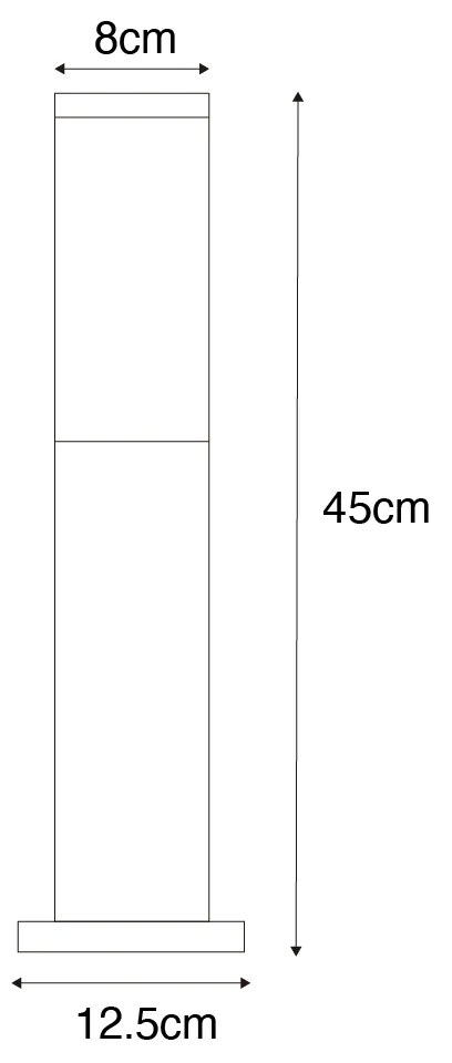 Buitenlamp donkergrijs met smoke glas met grondpin en kabelmof 45cm IP44 - Malios