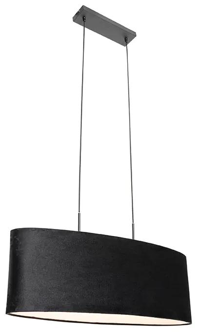 Stoffen Eettafel / Eetkamer Moderne hanglamp zwart met kap zwart 2-lichts - Tanbor Modern E27 ovaal Binnenverlichting Lamp