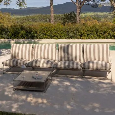 Tuinset Met Modulaire 4-delige Bank En Ombouwbare Bijzettafel Amaro Tapioca Beige - Bruin - Mokka - Sklum