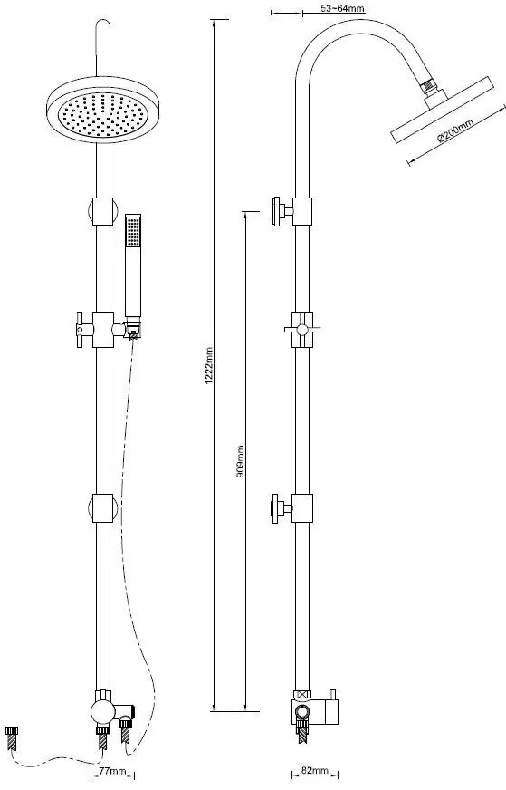 Mueller Donny douchecombinatie+thermostaatkraan 15cm+20cm douchekop