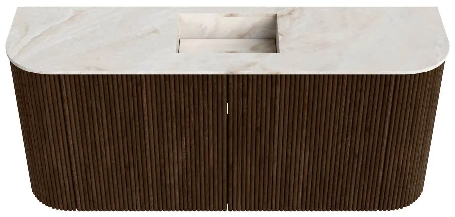Mondiaz Joya DLux 95cm toiletmeubel ronding links/rechts walnut met wastafel faye midden 1 kraangat frappe