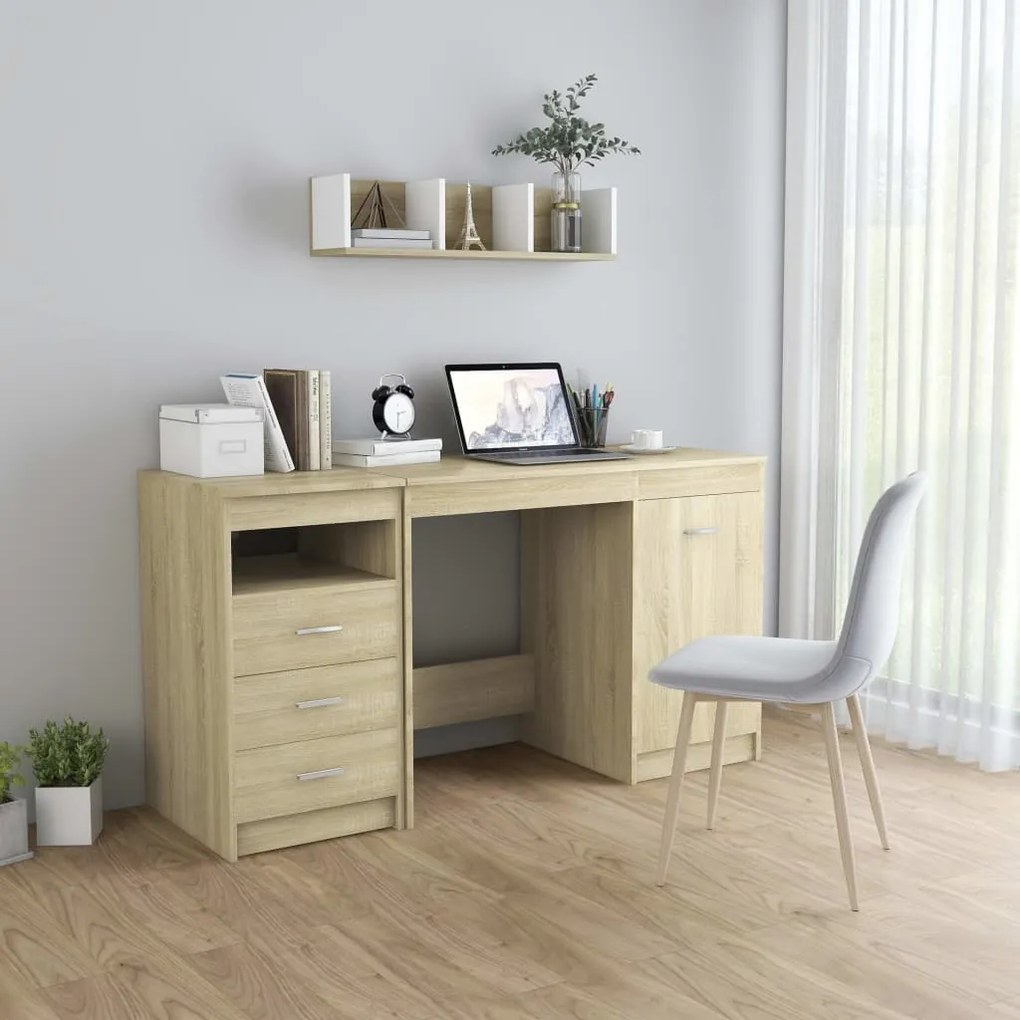 vidaXL Bureau 140x50x76 cm spaanplaat sonoma eikenkleurig