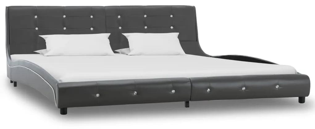 vidaXL Bed met traagschuim matras kunstleer grijs 180x200 cm