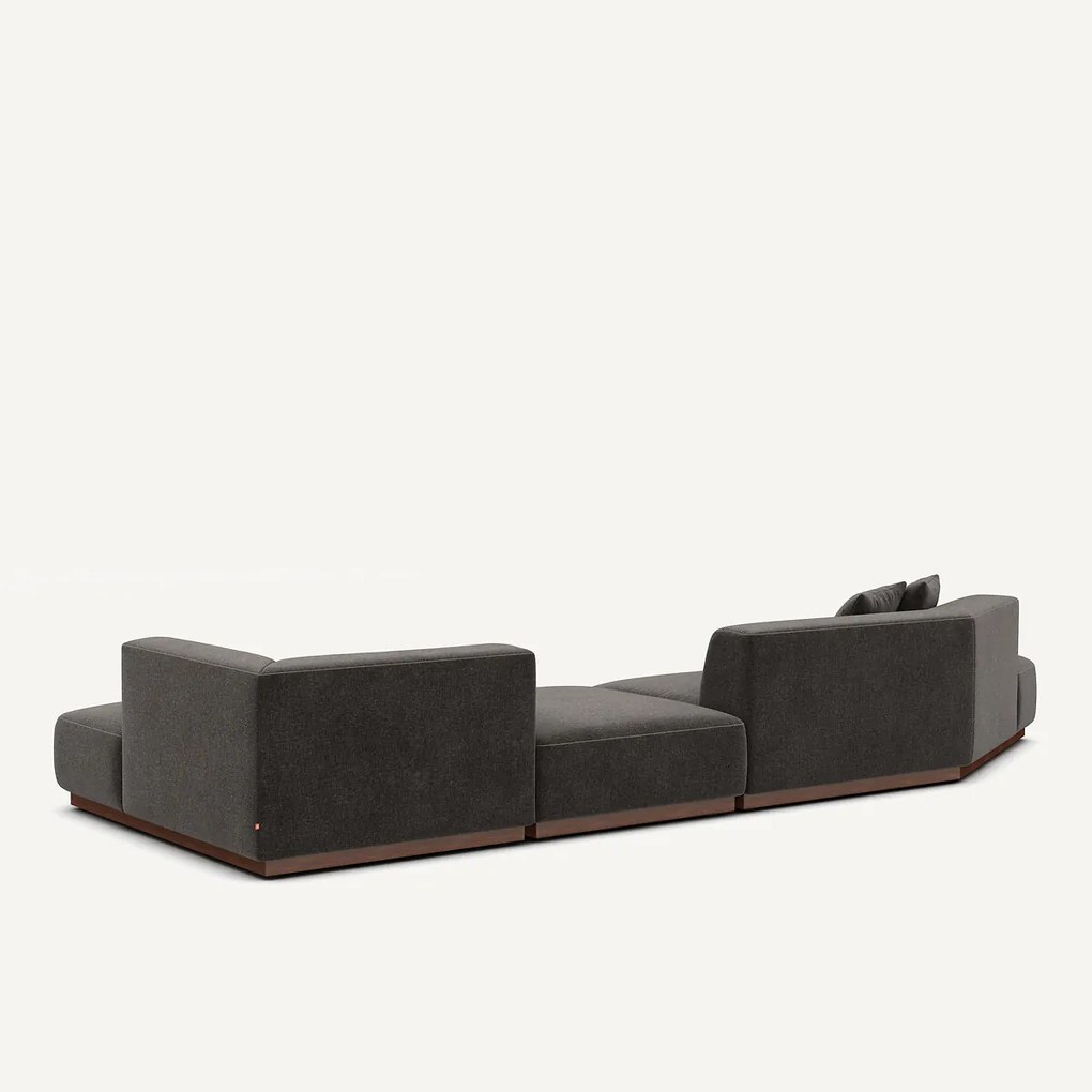 Open bank met hoek rechts met chenille fluwelen voetensteun, JACOPO