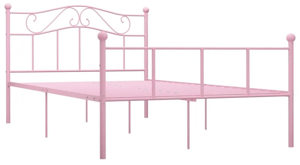 vidaXL Bedframe metaal roze 140x200 cm