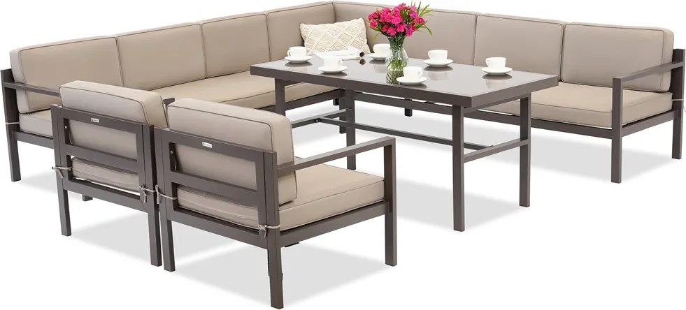 Loungeset met grote hoek Porto Comida 8 bruin Garden Point