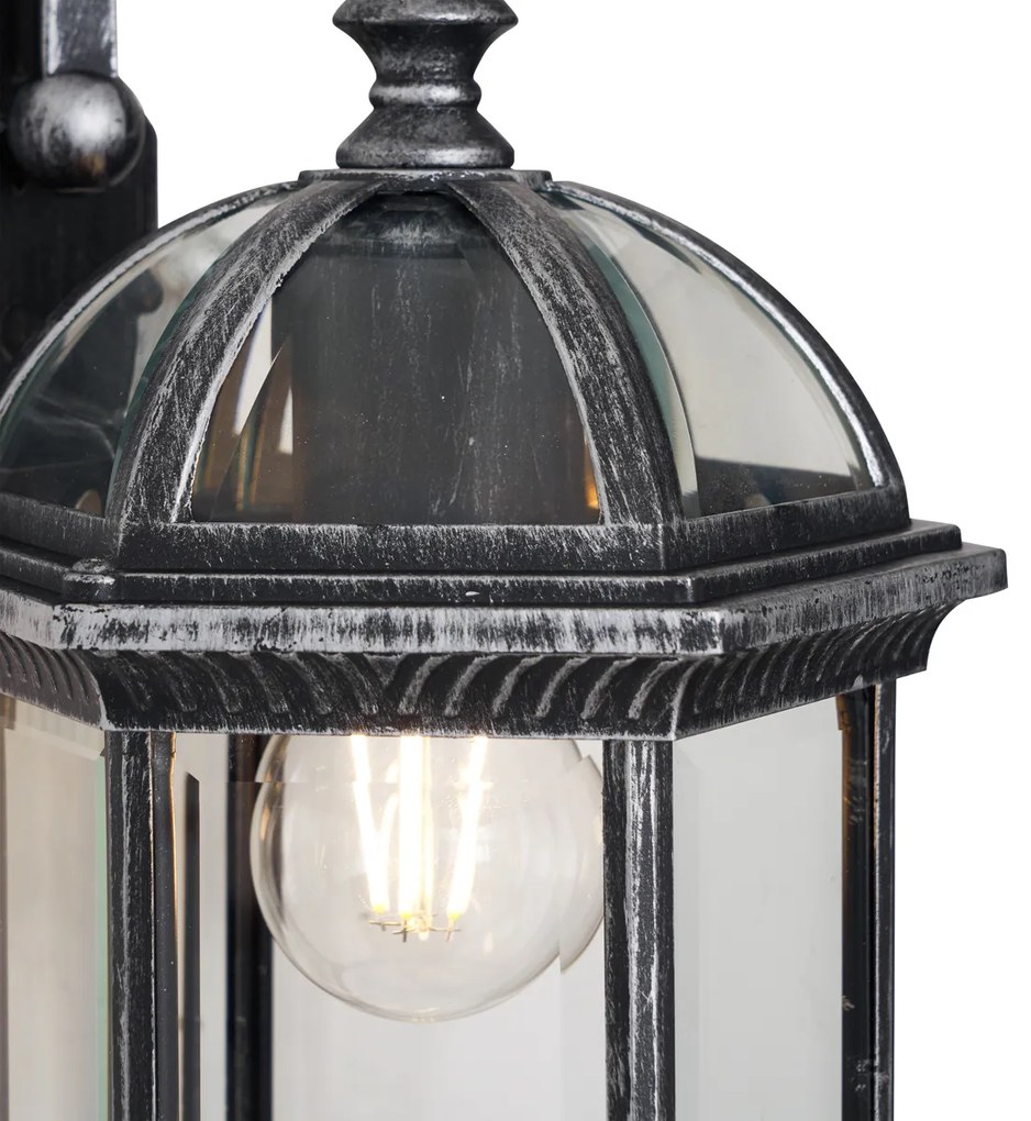 Klassieke buiten wandlamp antiek zilver IP44 - Glasgow Klassiek / Antiek E27 IP44 Buitenverlichting