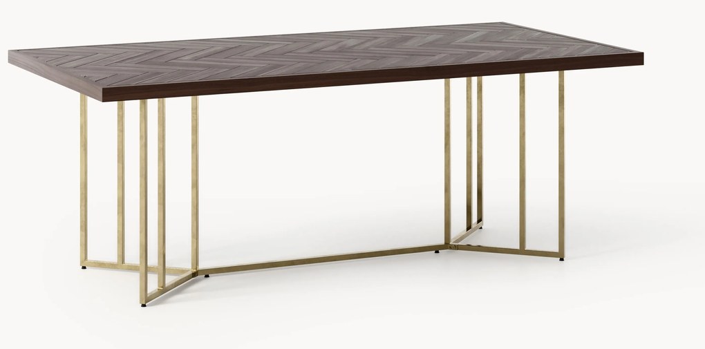 Eettafel Luca van mangohout met visgraat-patroon, in verschillende formaten