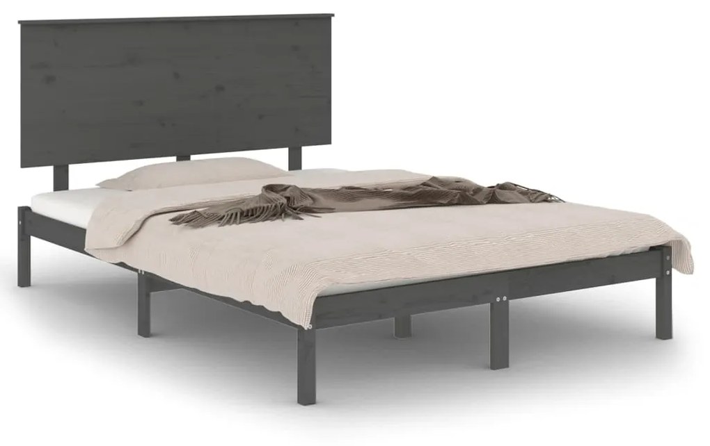 vidaXL Bedframe massief grenenhout grijs 140x200 cm