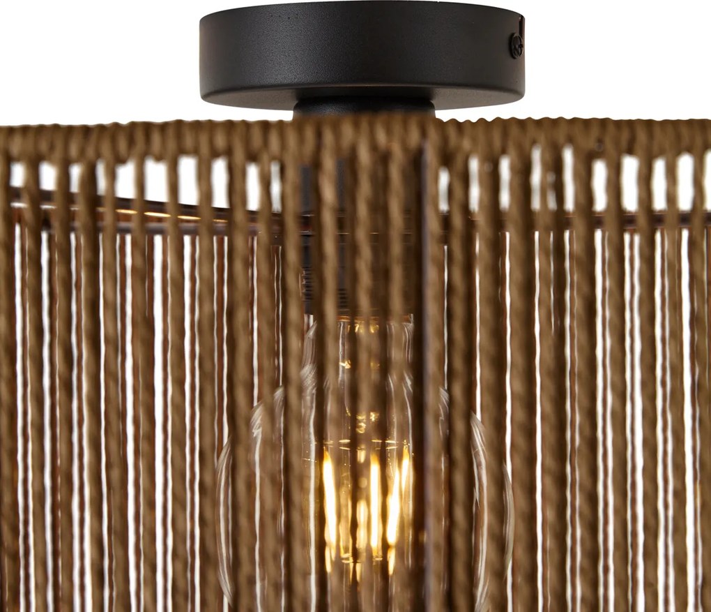 Plafondlamp zwart met bruine papieren kap 50/50/25 - Combi
