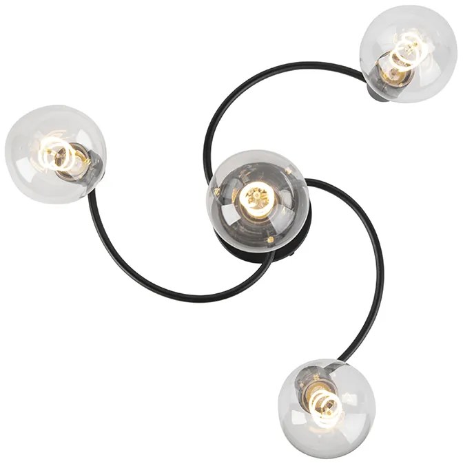 Art deco plafondlamp zwart 4-lichts - Facil