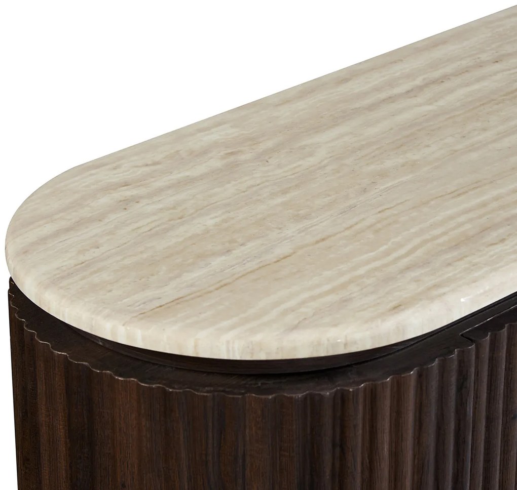 Walnoot Dressoir Met Travertin Blad - 180x40x85cm.