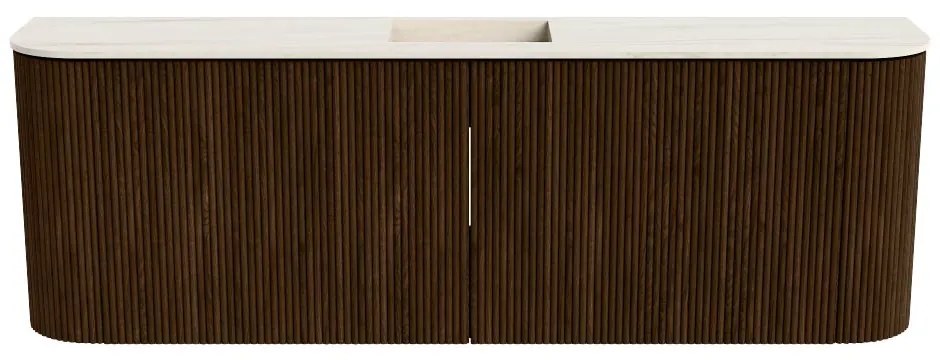 Mondiaz Joya DLux 125cm toiletmeubel ronding links/rechts walnut met wastafel faye midden zonder kraangat meli