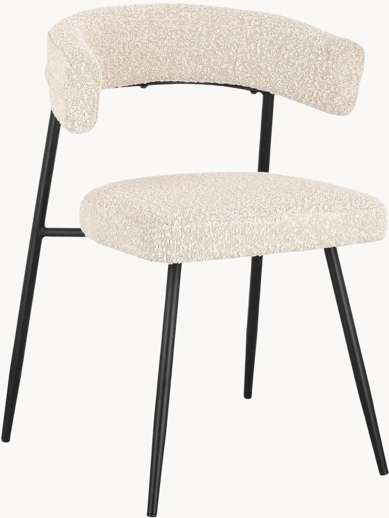 Bouclé eetkamerstoelen Amaia, 4-delig