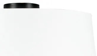 Plafondlamp mat zwart met witte kap 45 cm - Combi