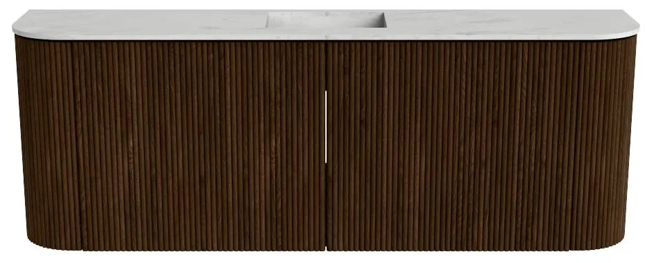 Mondiaz Joya DLux 115cm toiletmeubel ronding links/rechts walnut met wastafel faye midden 1 kraangat opalo