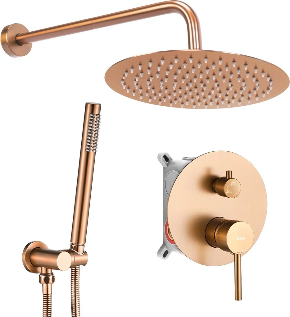 Inbouw regendoucheset Rea Lungo Copper Brush + BOX