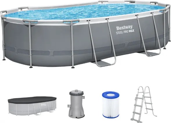 Bestway Steel Pro Max opbouwzwembad - ovaal - L488x B305 x H107 cm